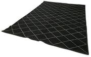 Handmade Wool Cotton Rug – Black Geometric Area Rug | Durable Cotton & Soft Texture Carpet