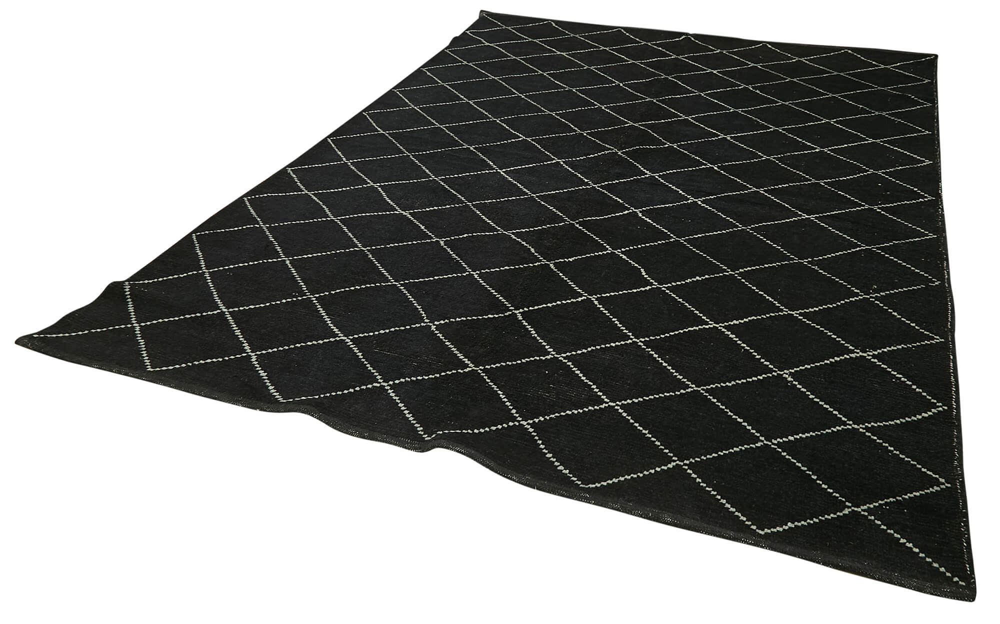 Handmade Wool Cotton Rug – Black Geometric Area Rug | Durable Cotton & Soft Texture Carpet