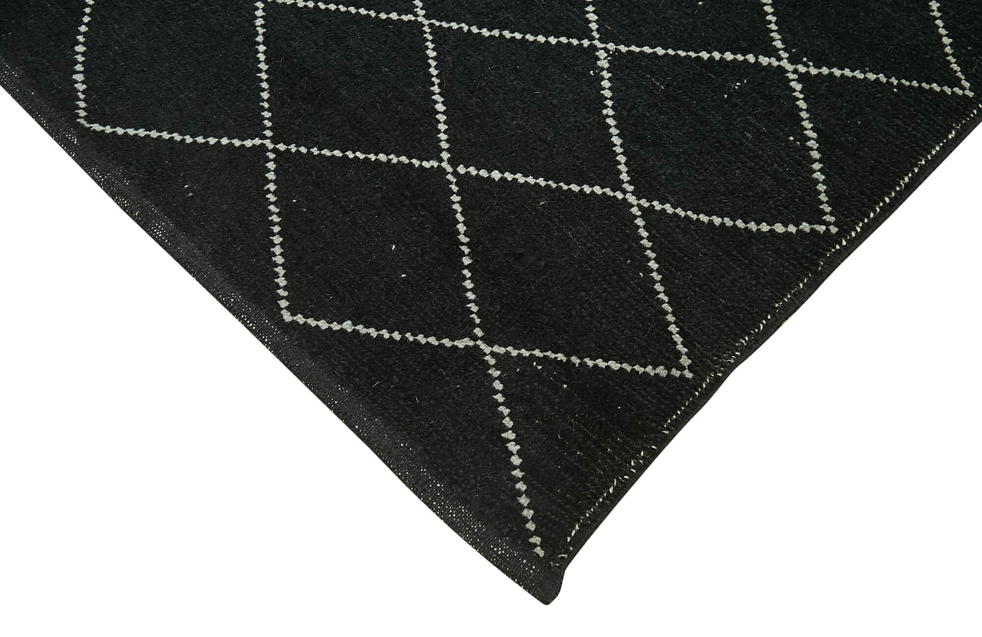 Handmade Wool Cotton Rug – Black Geometric Area Rug | Durable Cotton & Soft Texture Carpet