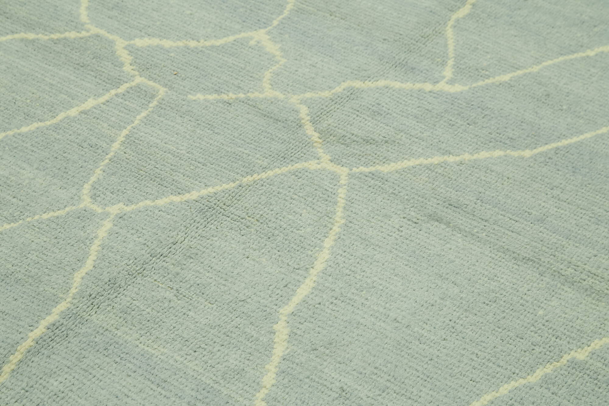 Handmade Wool Cotton Rug | Blue Geometric Area Rug - Soft Textured Durable Natural Fiber Carpet