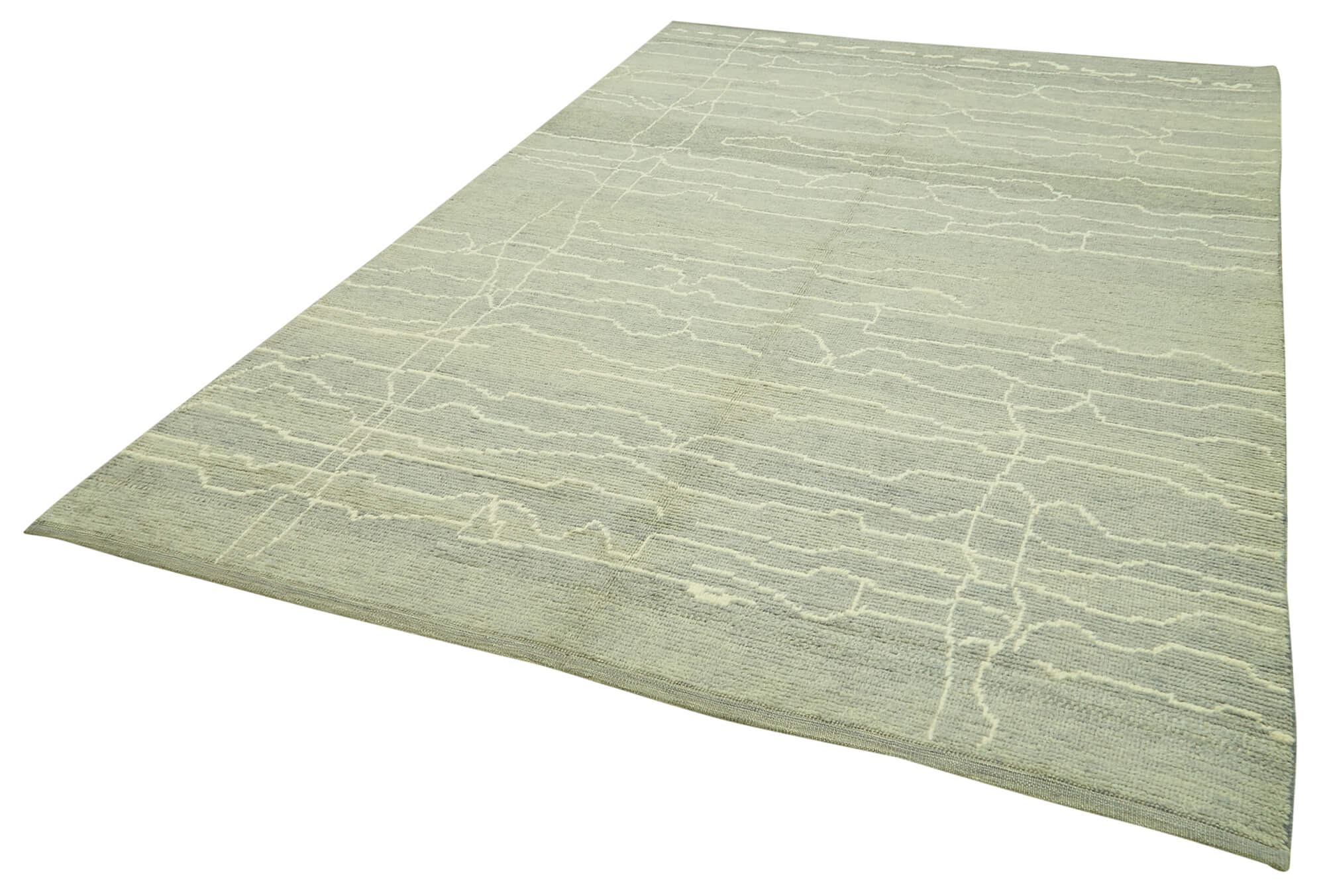 Handmade Wool Cotton Rug - Grey Geometric Pattern 6'9'' x 10'0'' Area Rug