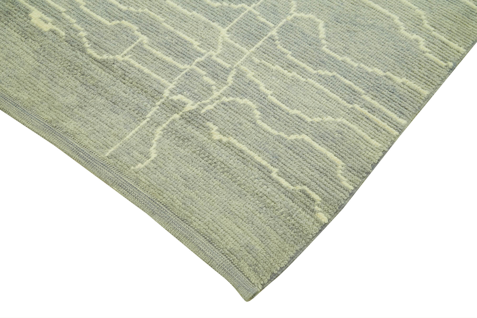 Handmade Wool Cotton Rug - Grey Geometric Pattern 6'9'' x 10'0'' Area Rug