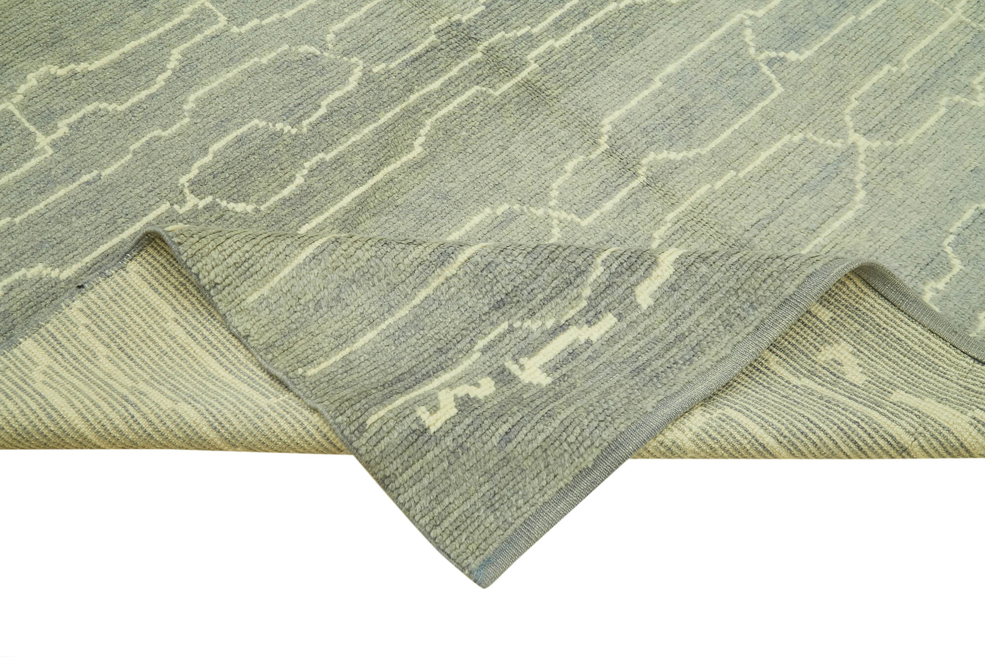 Handmade Wool Cotton Rug - Grey Geometric Pattern 6'9'' x 10'0'' Area Rug