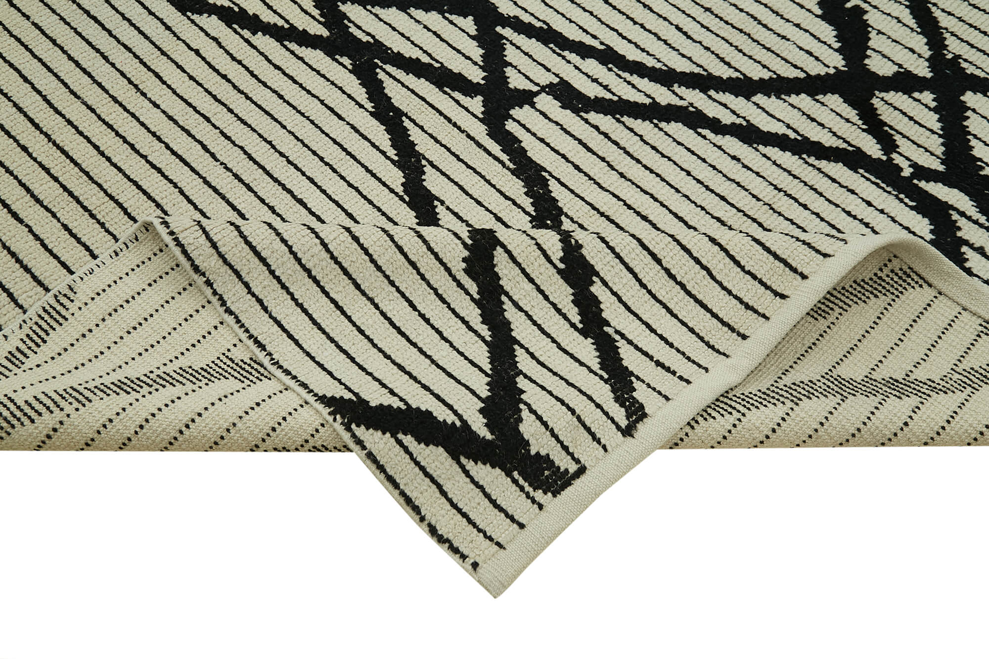 Handmade Wool Cotton Rug - Beige Geometric Vintage Turkish Carpet 9'0''x12'2''