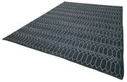 Handmade Wool Cotton Rug – Blue Geometric Pattern Carpet | Large Living Room Rug