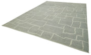 Handmade Wool Cotton Rug - Grey Geometric Pattern Carpet 9'11'' x 14'1'' by Agacan