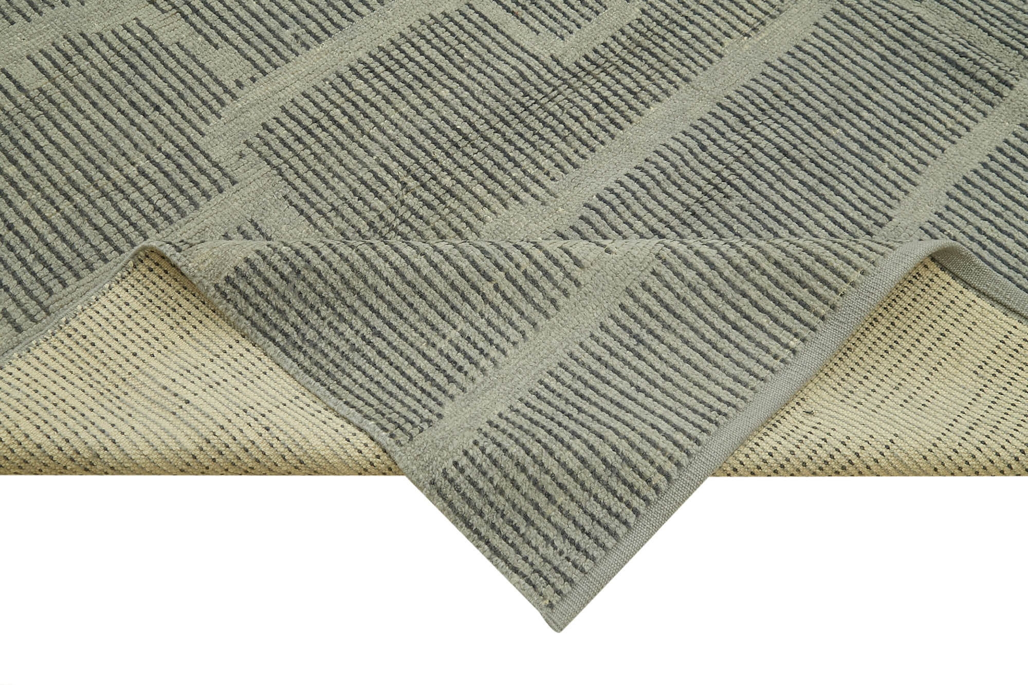Handmade Wool Cotton Rug - Grey Geometric Pattern Carpet 9'11'' x 14'1'' by Agacan