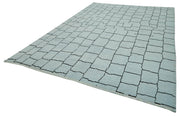 Handmade Wool Cotton Rug – Blue Geometric Pattern Carpet | Durable Woven Area Rug 8'5"x12'10"