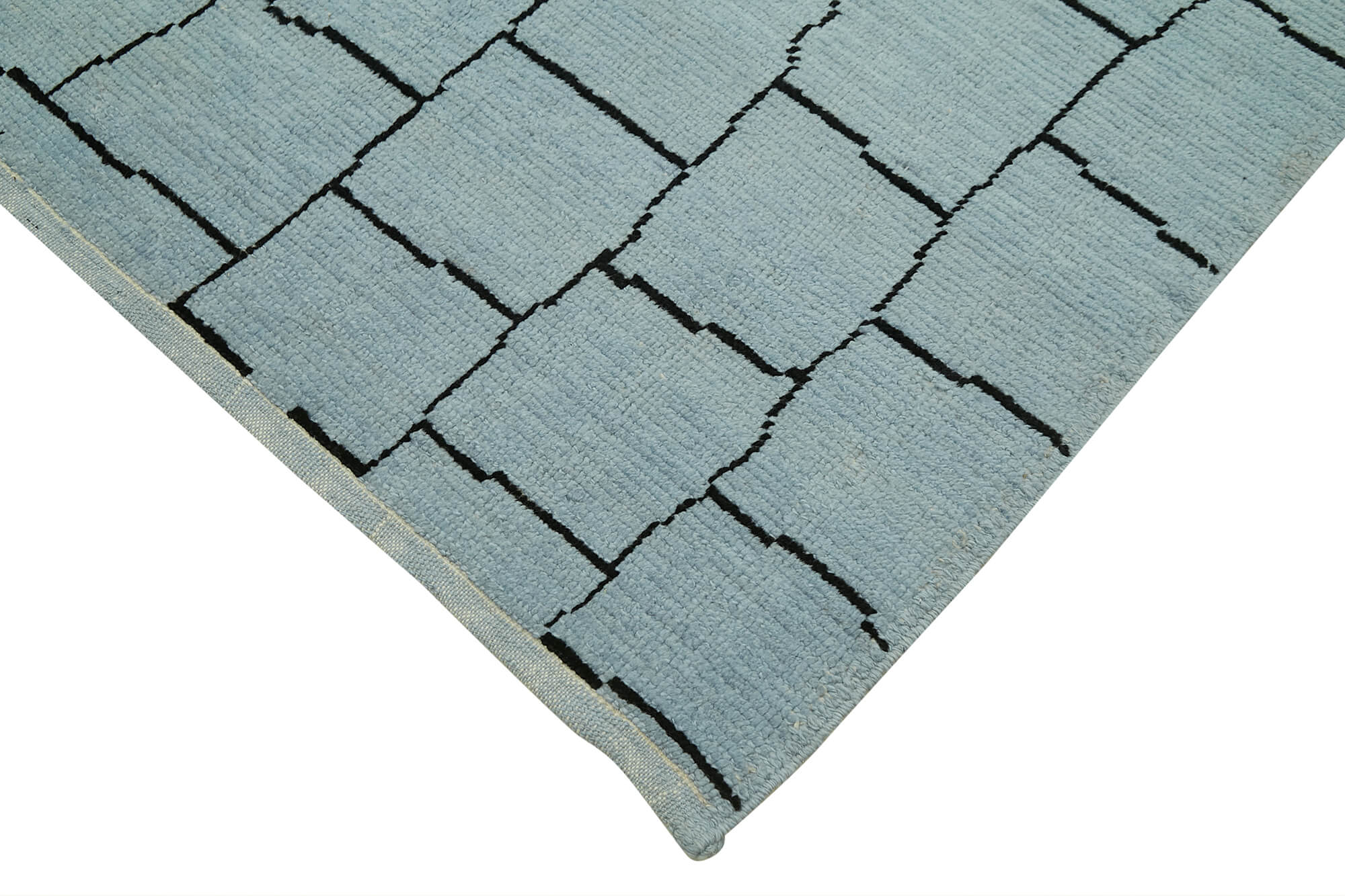Handmade Wool Cotton Rug – Blue Geometric Pattern Carpet | Durable Woven Area Rug 8'5"x12'10"