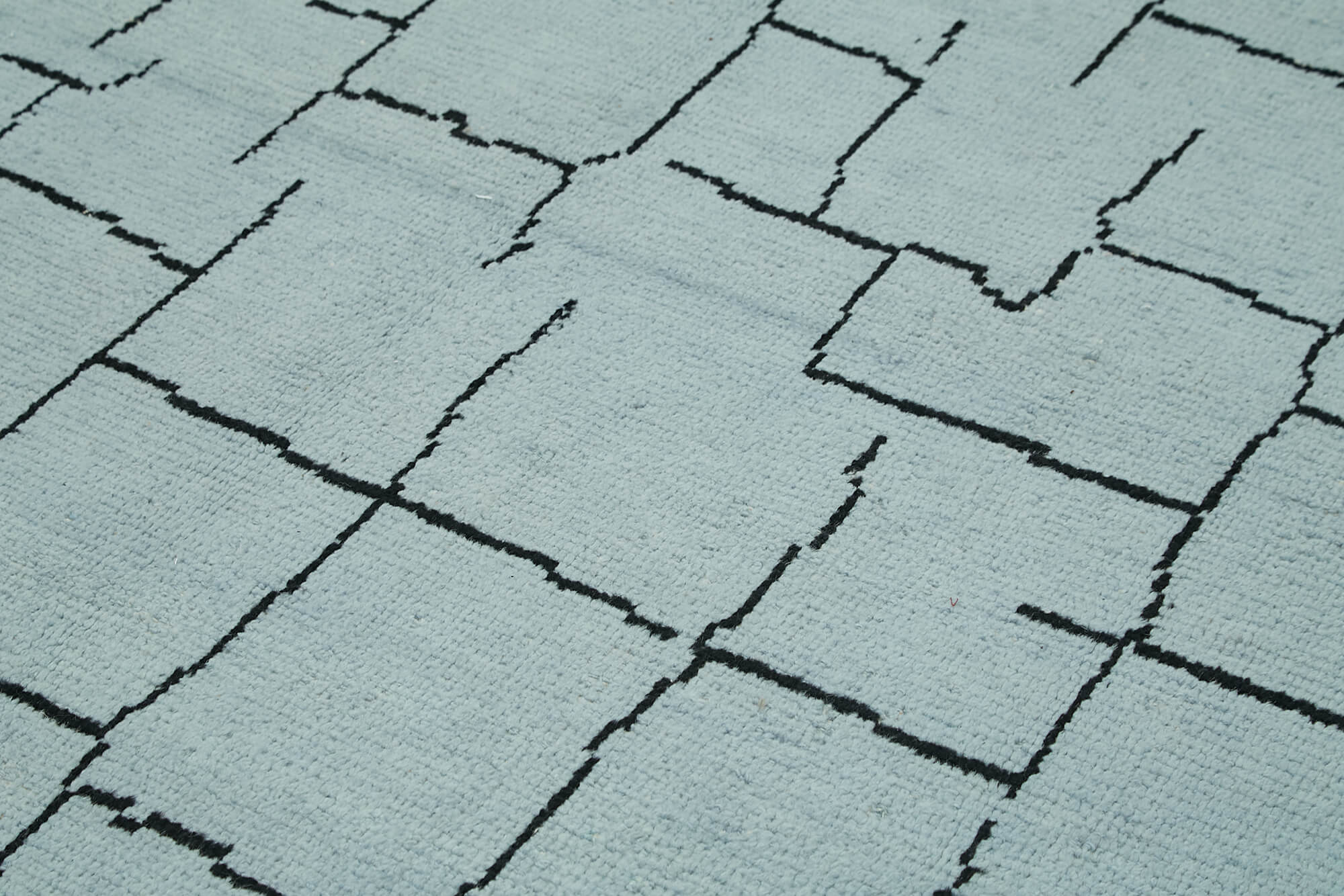 Handmade Wool Cotton Rug – Blue Geometric Pattern Carpet | Durable Woven Area Rug 8'5"x12'10"