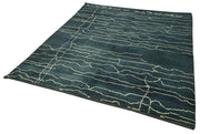 Handmade Wool Cotton Rug - Grey Geometric Area Rug | Durable Soft Textured Carpet