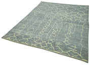 Handmade Wool Cotton Rug – Grey Geometric Area Rug | Vintage Turkish Wool Carpet 6'0''x7'5''