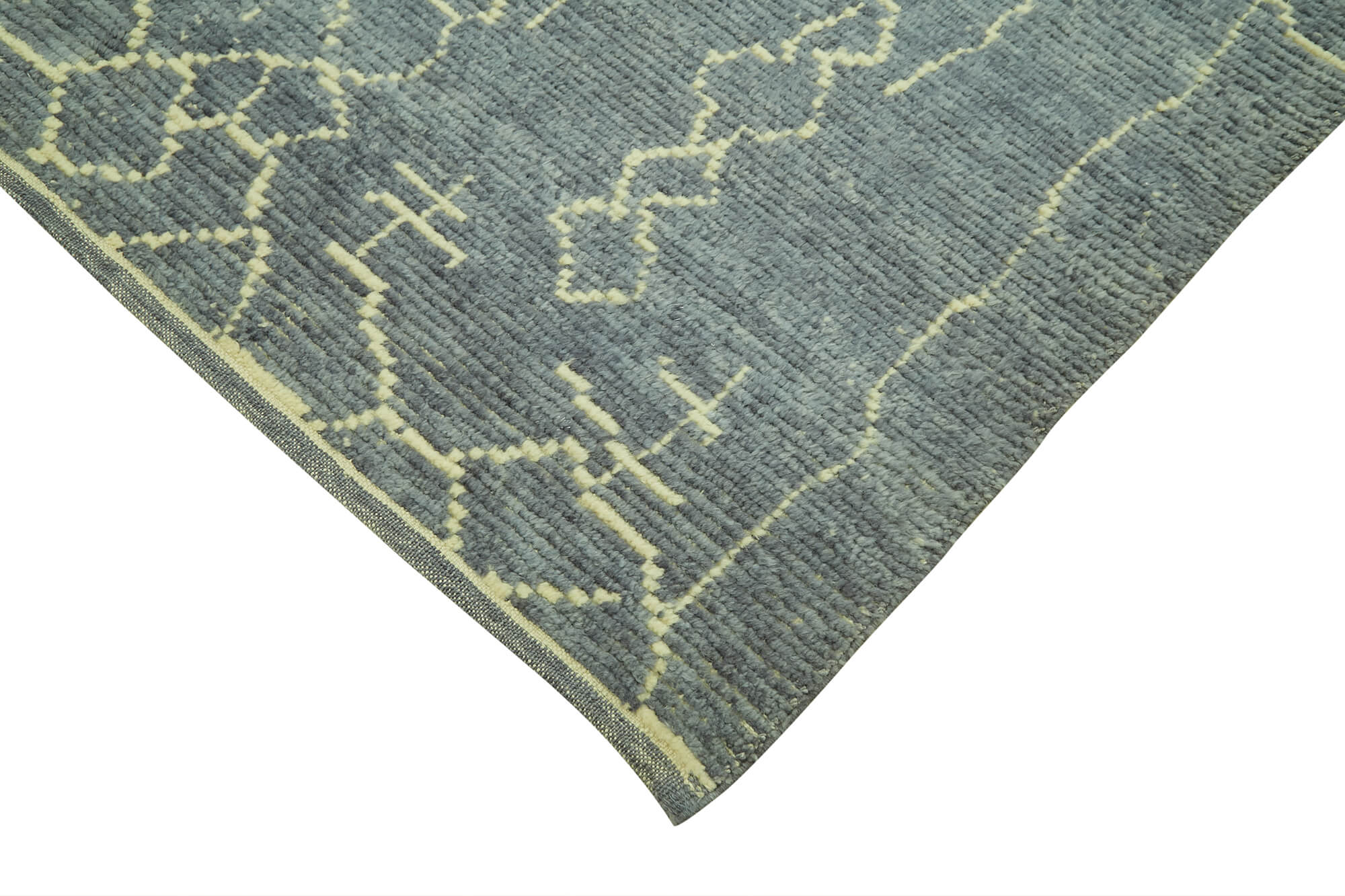 Handmade Wool Cotton Rug – Grey Geometric Area Rug | Vintage Turkish Wool Carpet 6'0''x7'5''