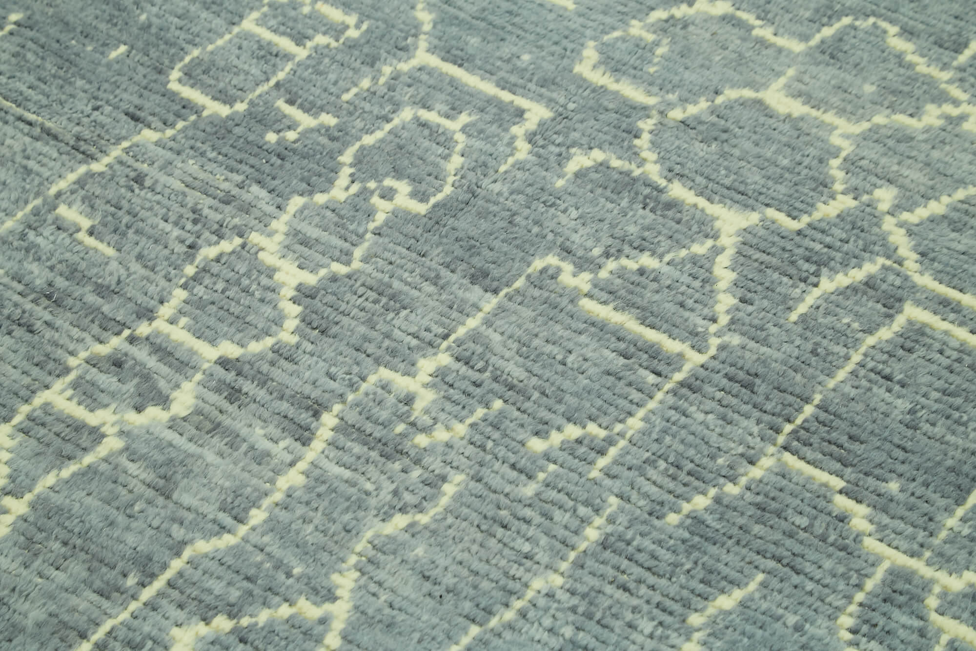 Handmade Wool Cotton Rug – Grey Geometric Area Rug | Vintage Turkish Wool Carpet 6'0''x7'5''