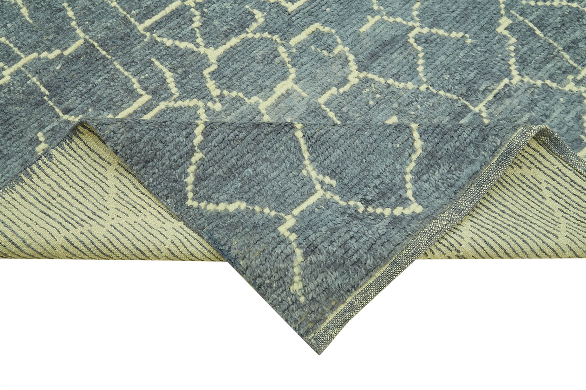 Handmade Wool Cotton Rug – Grey Geometric Area Rug | Vintage Turkish Wool Carpet 6'0''x7'5''