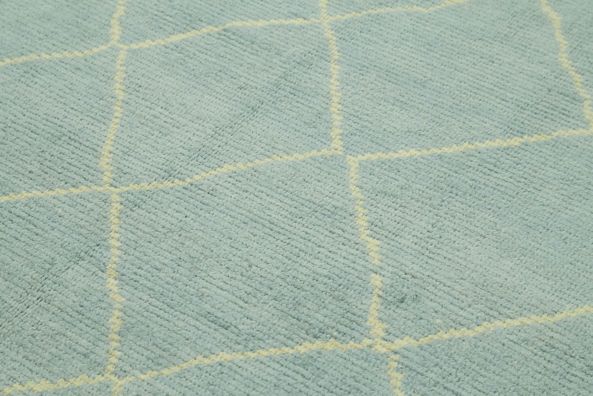 Handmade Wool Cotton Rug – Blue Geometric Area Rug | Vintage Turkish Carpet