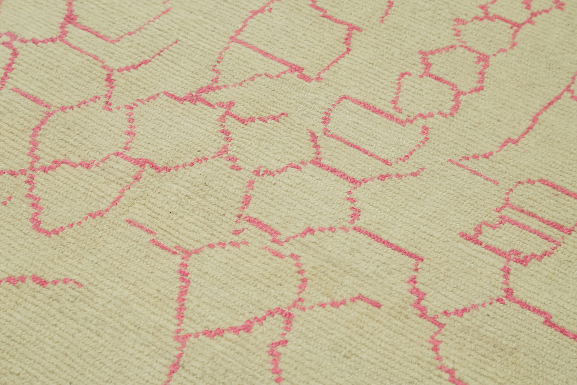Handmade Wool Cotton Rug – Beige Geometric Area Rug, Durable Natural Fiber Floor Covering 5'9''x7'8''