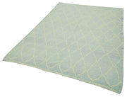 Handmade Wool Cotton Rug - Blue Geometric Rug 5'7'' x 7'7'' Artisan Crafted Floor Mat