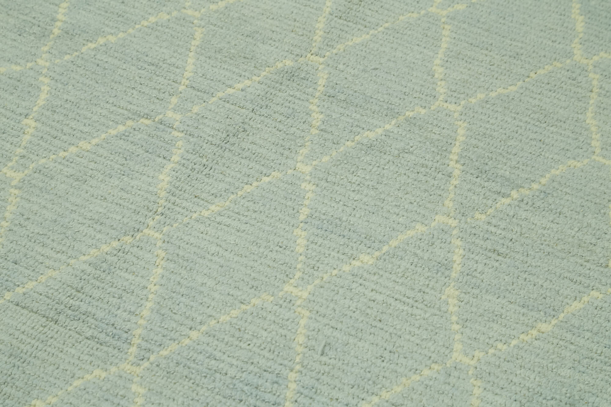 Handmade Wool Cotton Rug - Blue Geometric Rug 5'7'' x 7'7'' Artisan Crafted Floor Mat