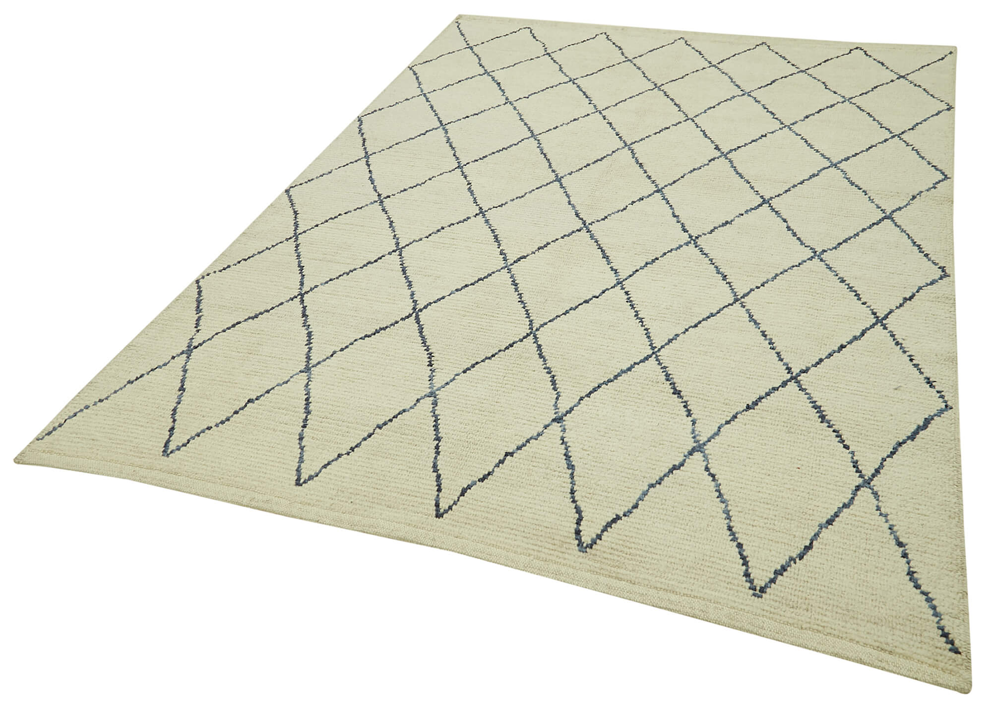 Handmade Wool Cotton Rug – Beige Geometric Area Rug | Durable Cotton & Soft Wool Carpet
