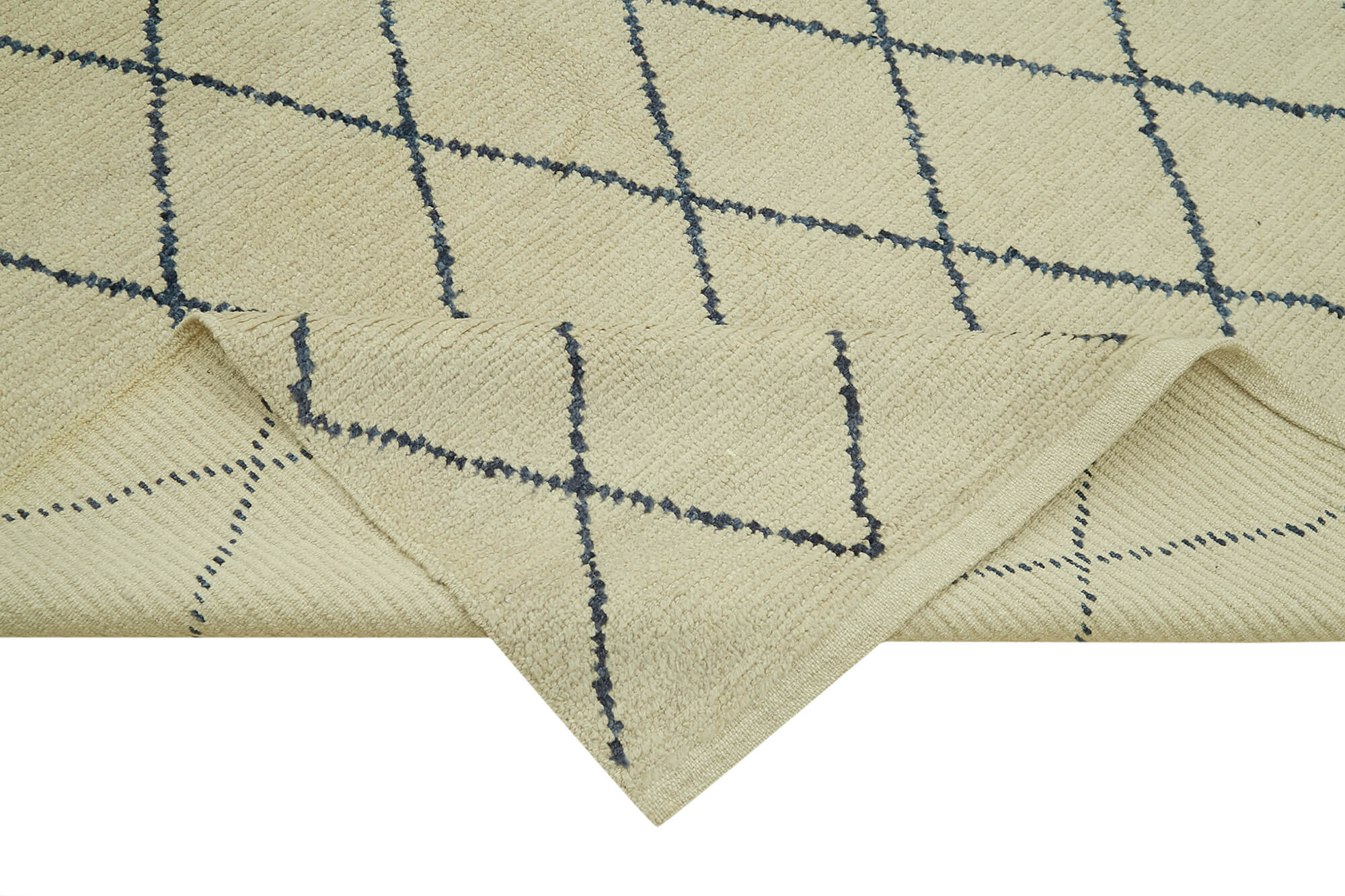 Handmade Wool Cotton Rug – Beige Geometric Area Rug | Durable Cotton & Soft Wool Carpet