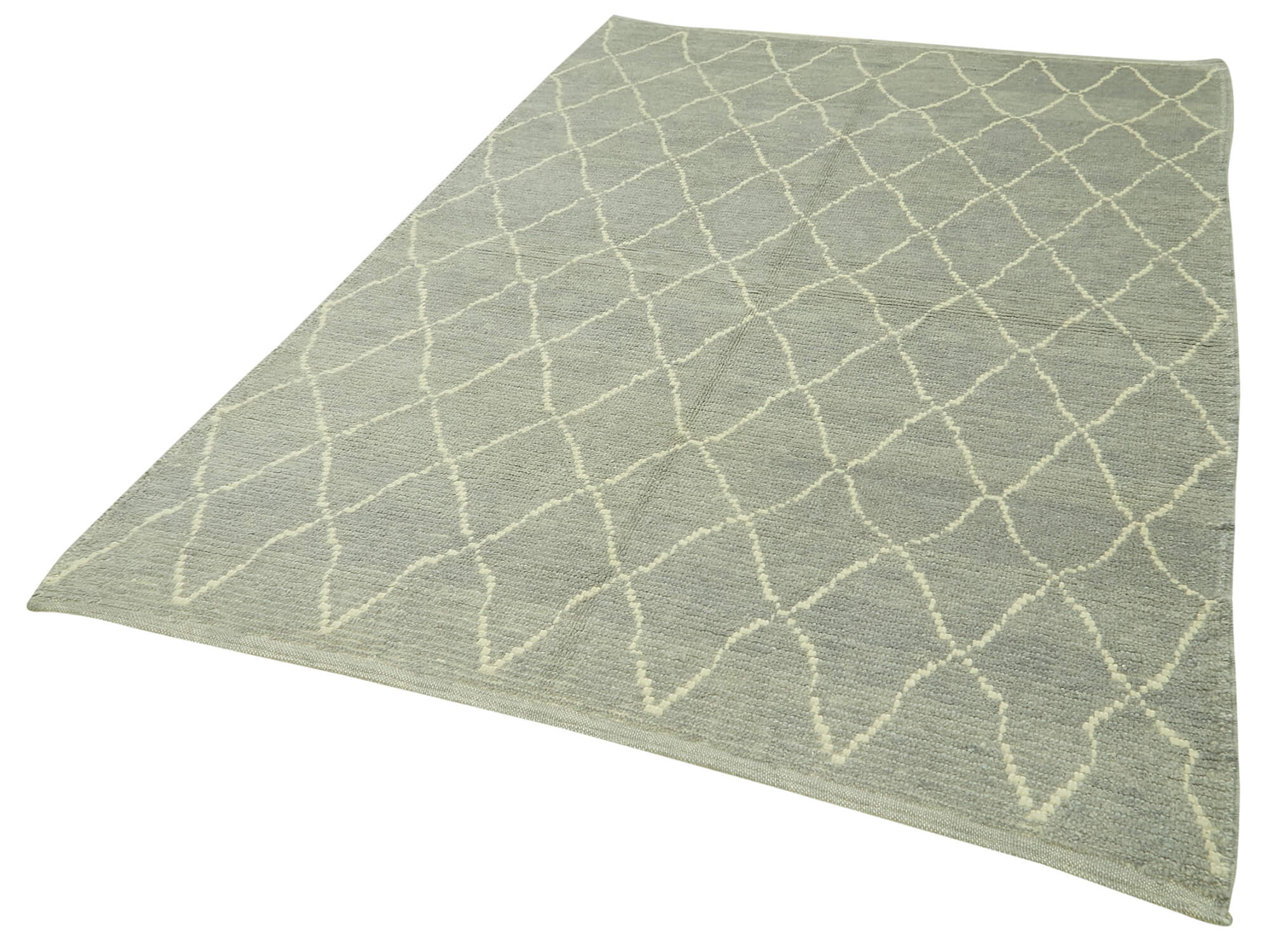 Handmade Wool Cotton Rug - Grey Geometric Area Rug | Durable Turkish Wool Carpet