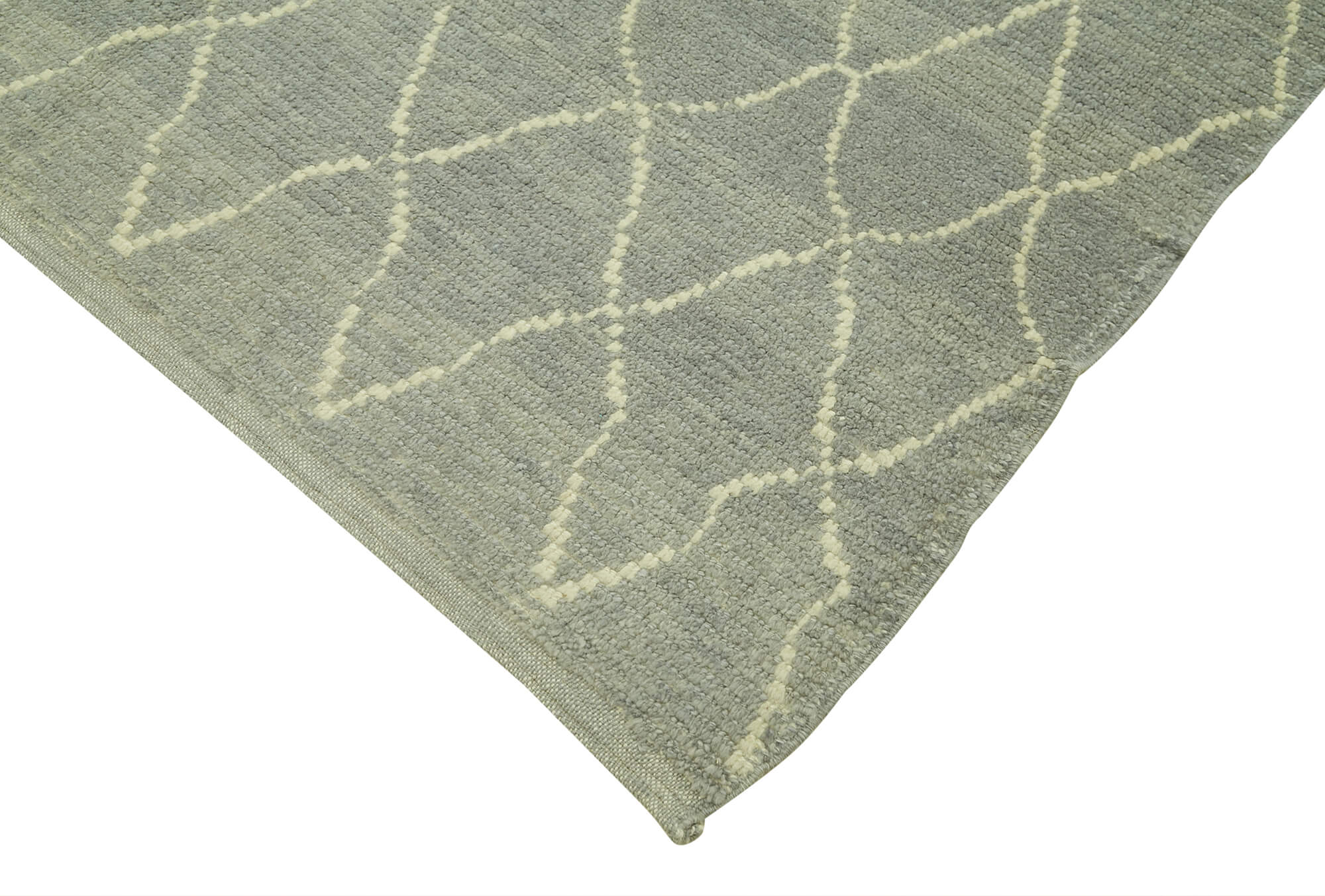 Handmade Wool Cotton Rug - Grey Geometric Area Rug | Durable Turkish Wool Carpet