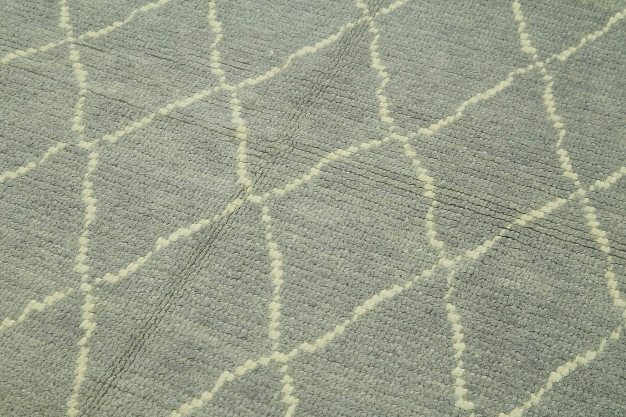 Handmade Wool Cotton Rug - Grey Geometric Area Rug | Durable Turkish Wool Carpet