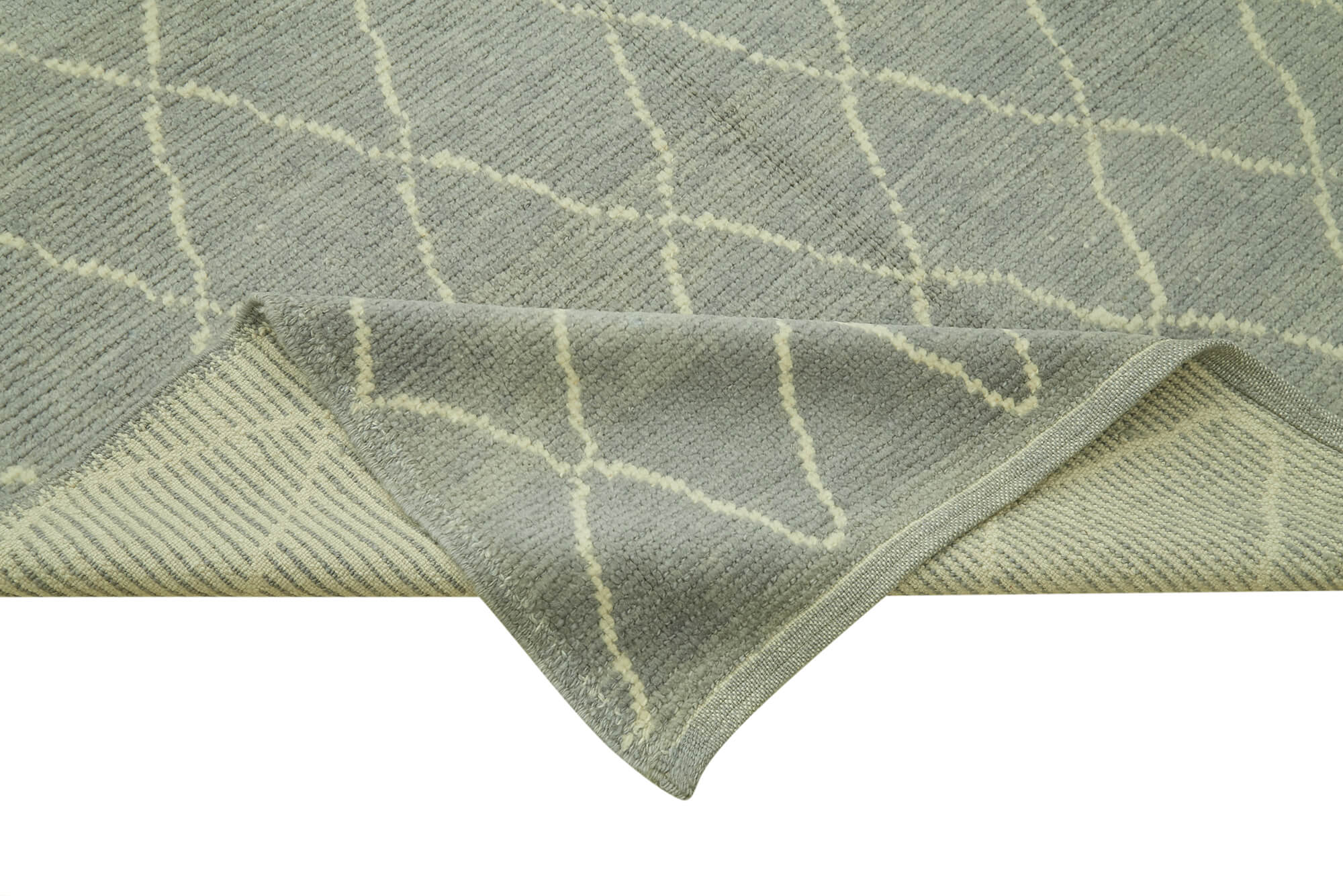 Handmade Wool Cotton Rug - Grey Geometric Area Rug | Durable Turkish Wool Carpet