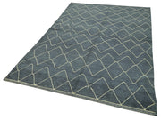 Handmade Wool Cotton Rug - Grey Geometric Area Rug | Vintage Turkish Carpet 5x7 Foot
