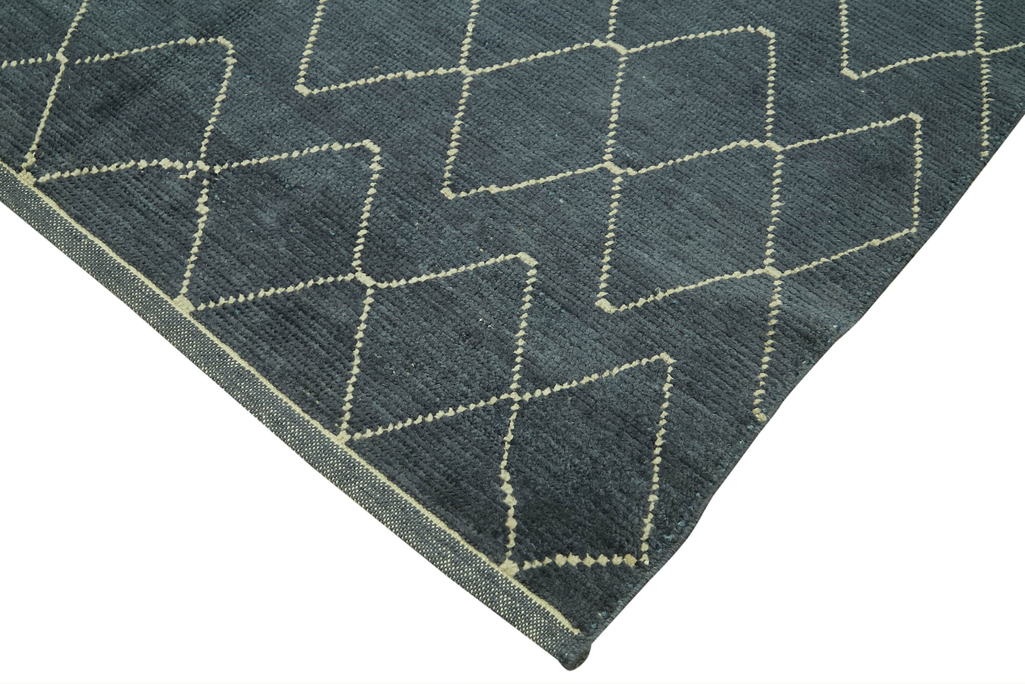 Handmade Wool Cotton Rug - Grey Geometric Area Rug | Vintage Turkish Carpet 5x7 Foot