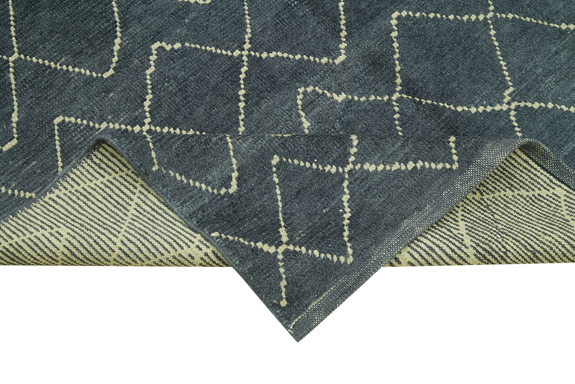 Handmade Wool Cotton Rug - Grey Geometric Area Rug | Vintage Turkish Carpet 5x7 Foot