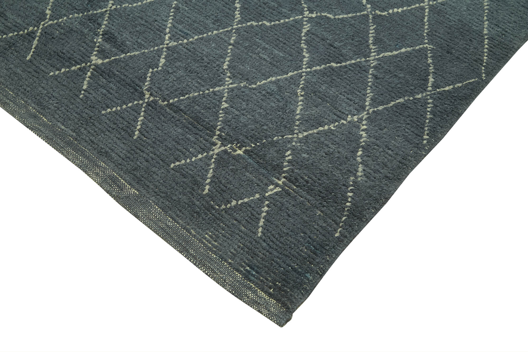 Handmade Wool Cotton Rug - Grey Geometric Area Rug, Vintage Turkish Wool Carpet 5'4''x9'2''