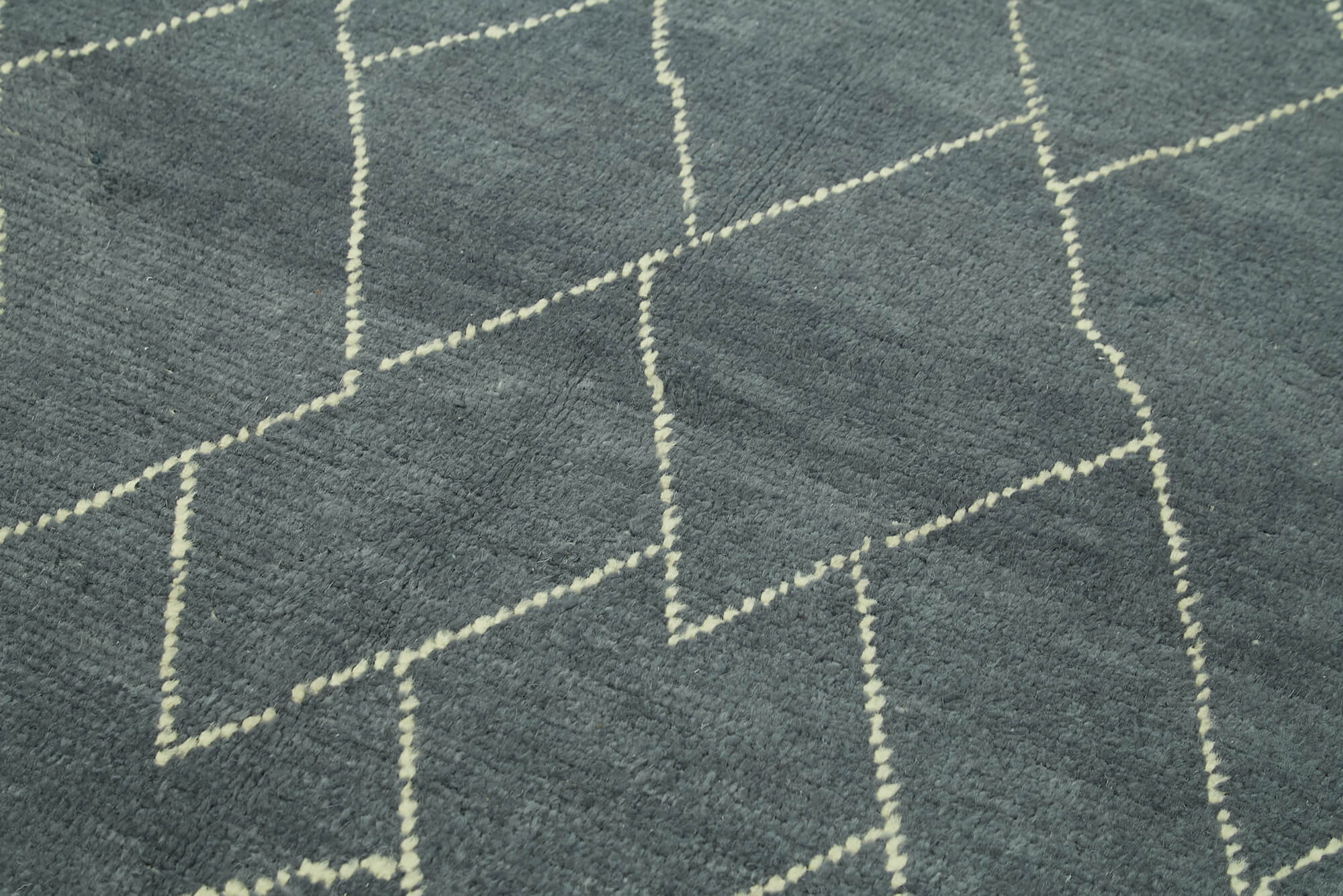 Handmade Wool Cotton Rug - Grey Wool Rug 5x8 | Geometric Area Rug, Durable Carpet