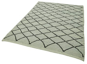 Handmade Wool Cotton Rug - Grey Geometric Area Rug | Vintage Turkish Carpet 5'5''x7'5''