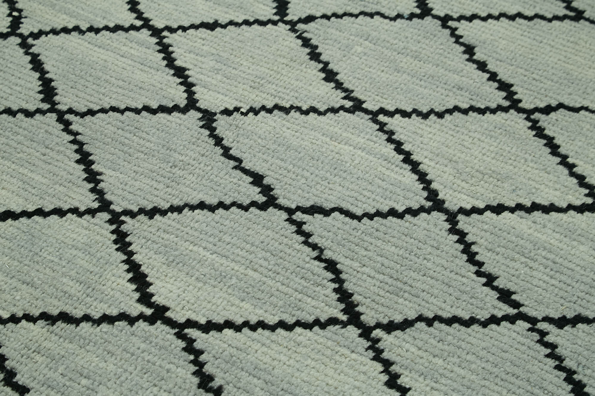 Handmade Wool Cotton Rug - Grey Geometric Area Rug | Vintage Turkish Carpet 5'5''x7'5''