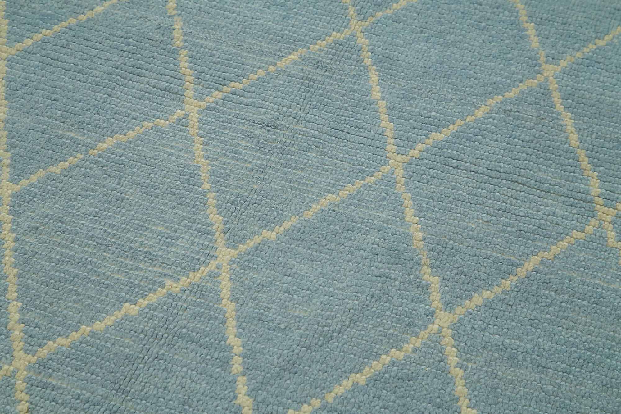 Handmade Wool Cotton Rug - Blue Geometric Area Rug | Durable Cotton Carpet