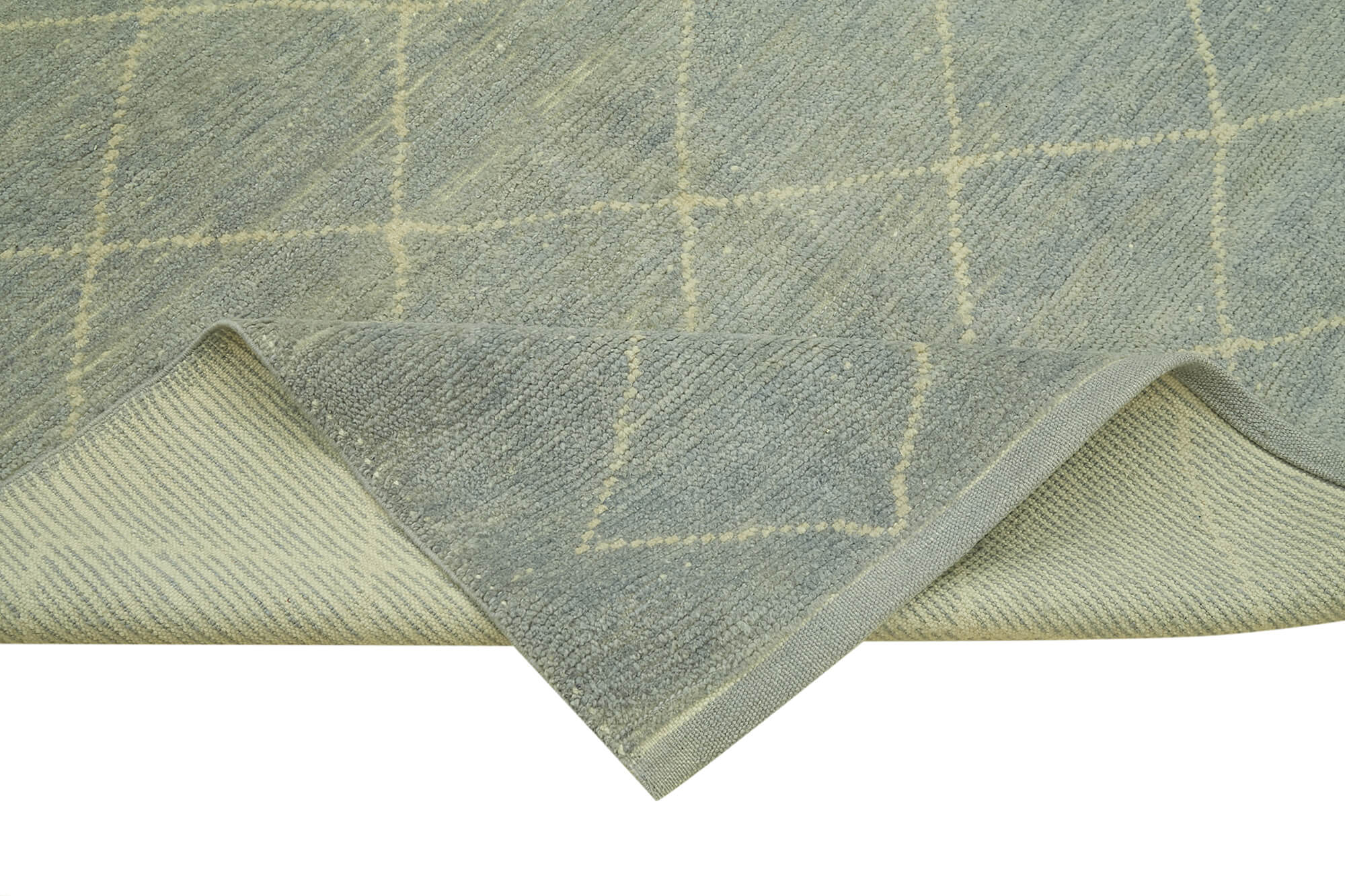 Handmade Wool Cotton Rug – Grey Geometric Area Rug | Durable Turkish Wool Carpet 5'1''x7'9''