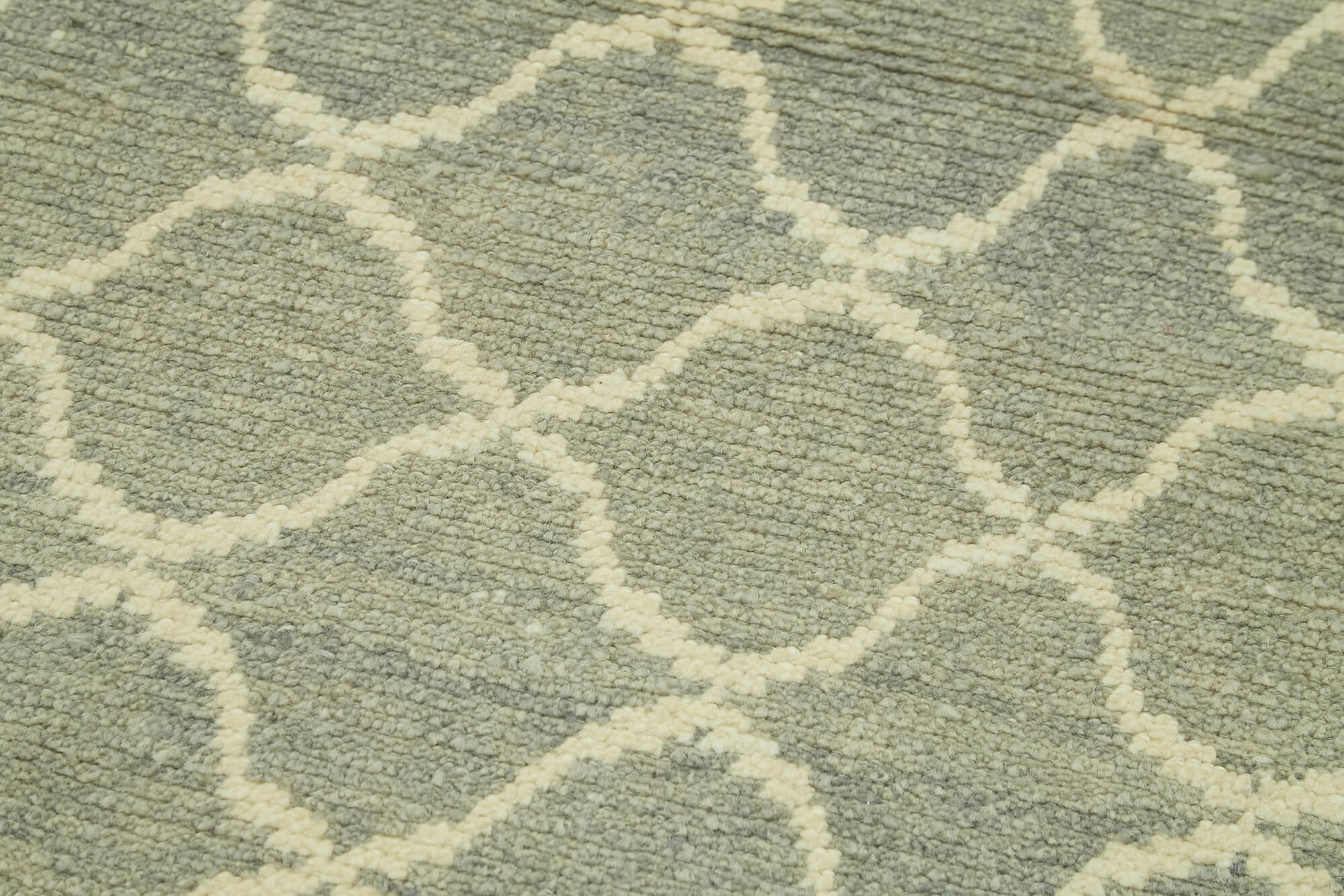 Handmade Wool Area Rug – Grey Geometric Carpet 2'10'' x 12'6'' by Agacan Rugs