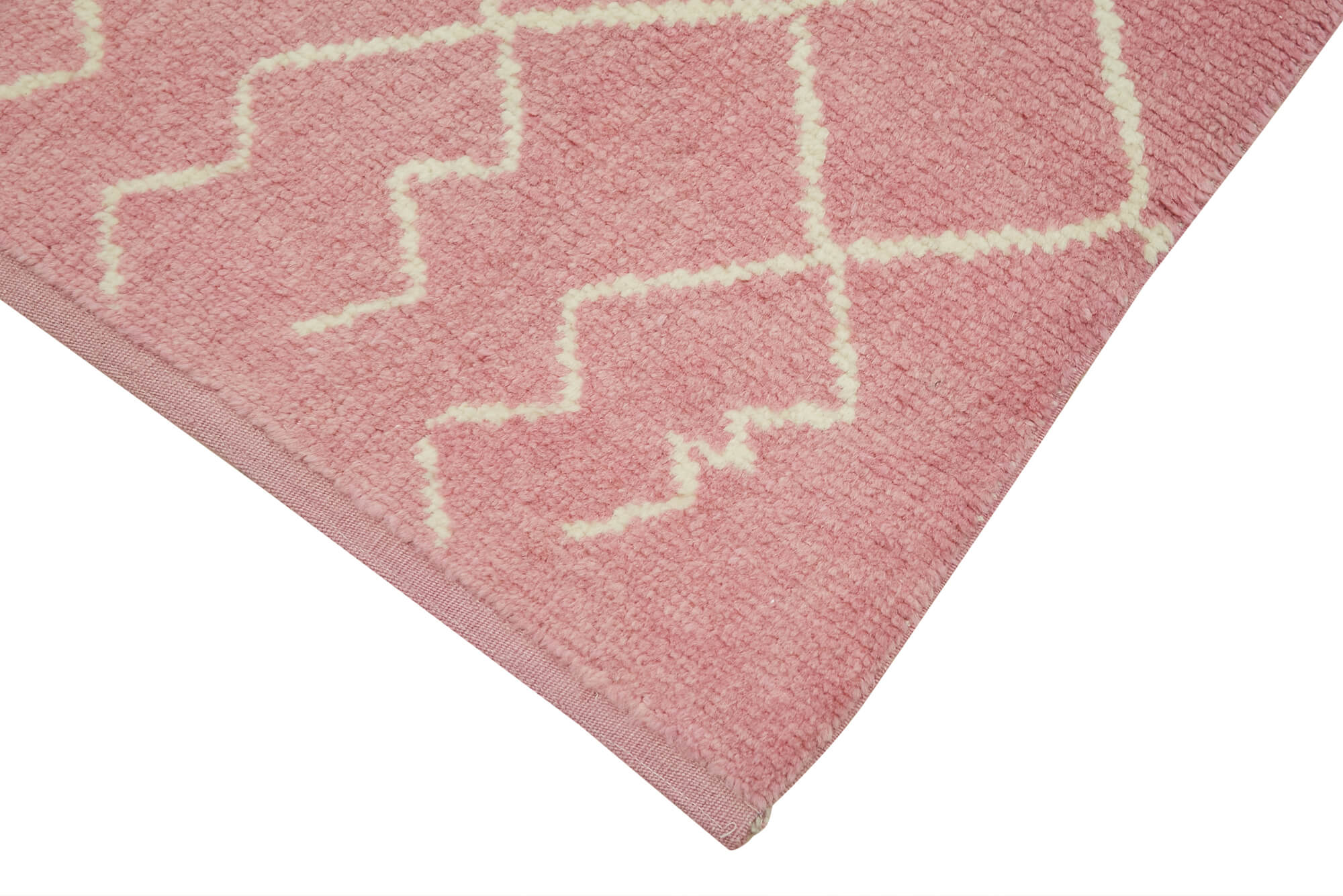Handmade Wool Area Rug – Pink Geometric Cotton Wool Rug | Durable Natural Fiber Runner
