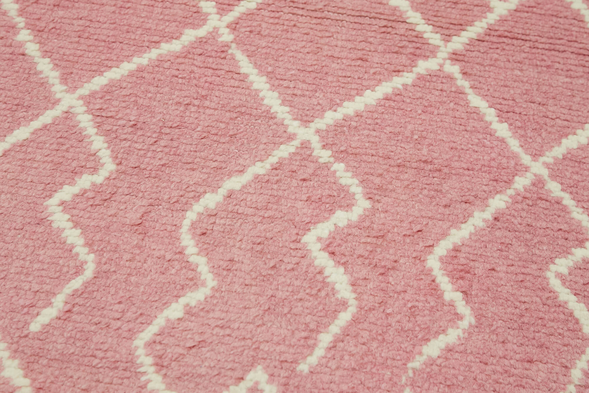 Handmade Wool Area Rug – Pink Geometric Cotton Wool Rug | Durable Natural Fiber Runner
