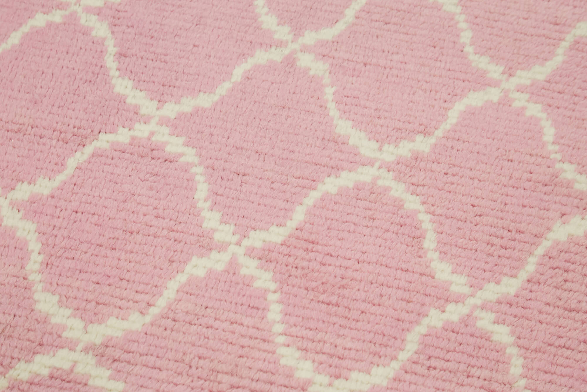 Handmade Area Rug - Pink Geometric Cotton Wool Rug 2'11'' x 11'10'' by Agacan