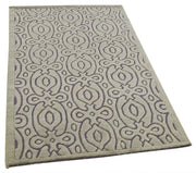Handmade Area Rug - Purpleocco Grey Geometric Cotton Wool Carpet 3x5 Feet