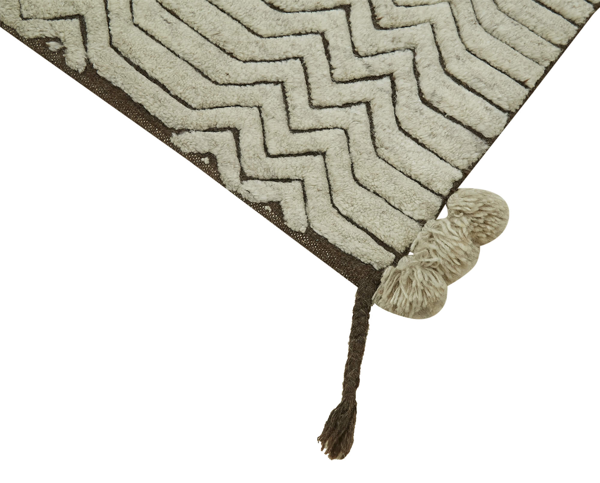 Handmade Wool Area Rug - Beige Geometric Cotton Wool Rug 3'x5' Durable Natural Fiber