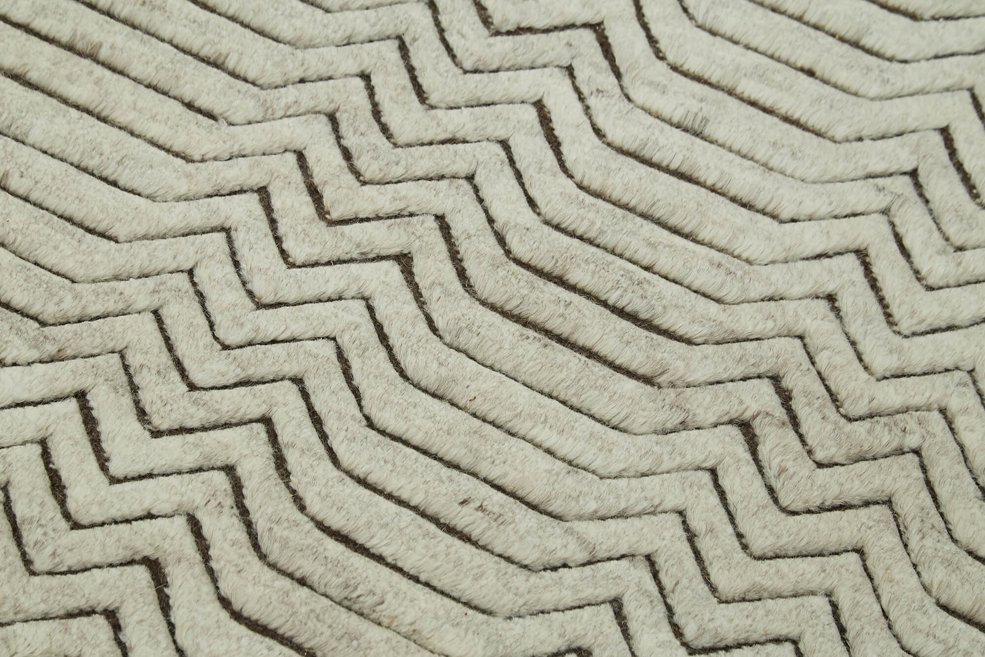 Handmade Wool Area Rug - Beige Geometric Cotton Wool Rug 3'x5' Durable Natural Fiber