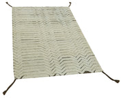 Handmade Area Rug - Beige Geometric Cotton Wool Rug 3'0'' x 4'10'' by Agacan