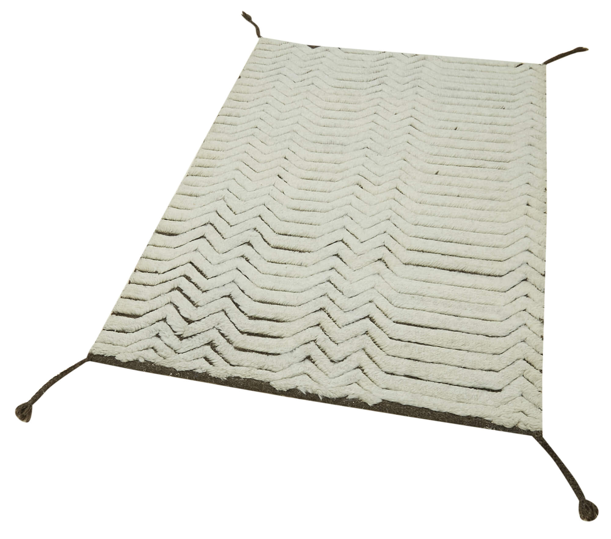 Handmade Area Rug - Beige Geometric Cotton Wool Rug 3'0'' x 4'10'' by Agacan