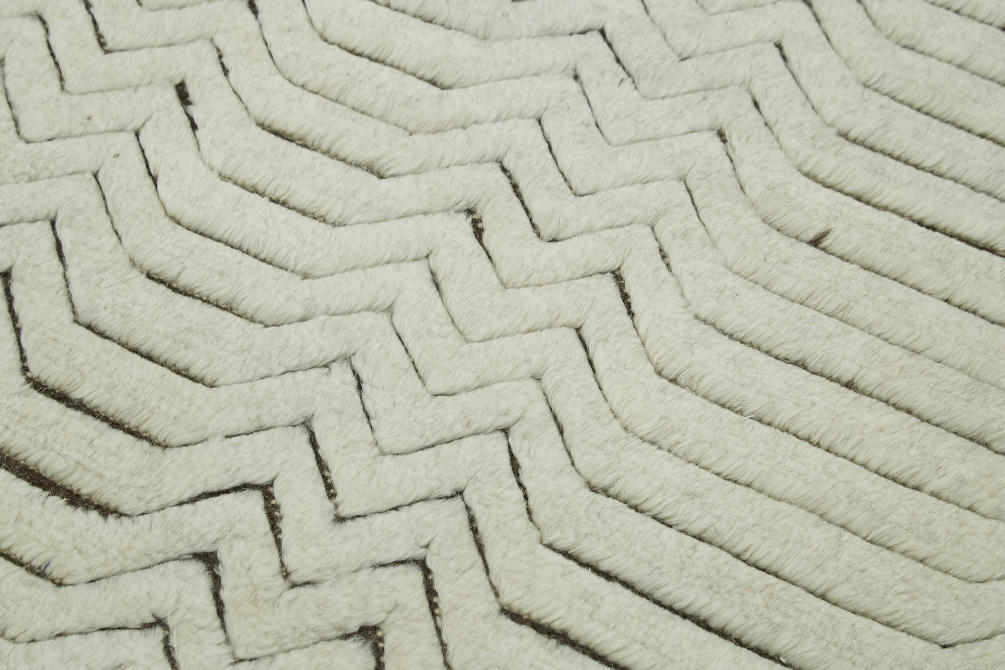 Handmade Area Rug - Beige Geometric Cotton Wool Rug 3'0'' x 4'10'' by Agacan