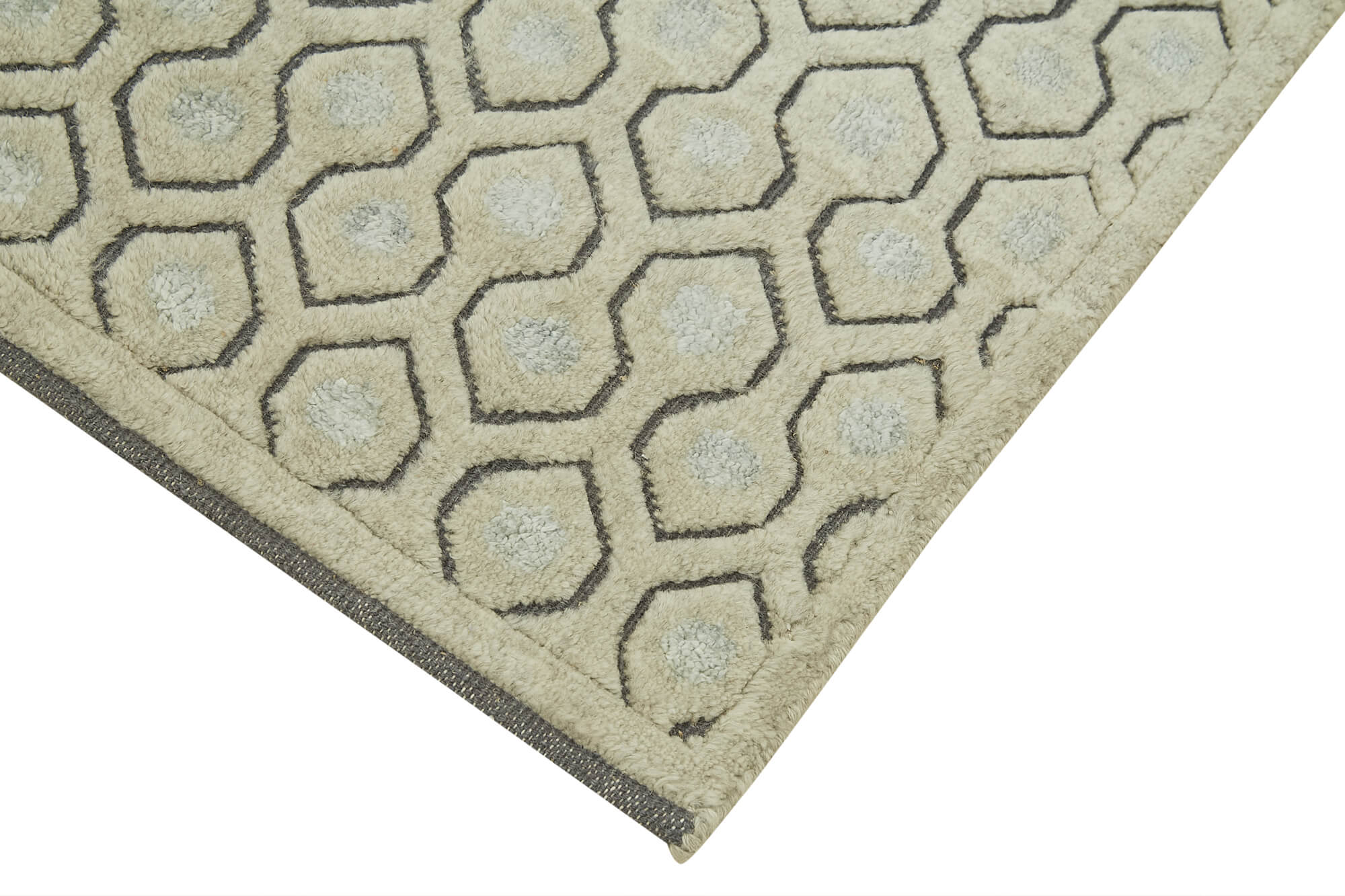 Handmade Wool Area Rug – Beige Geometric Cotton Wool Rug 3'0'' x 5'1''