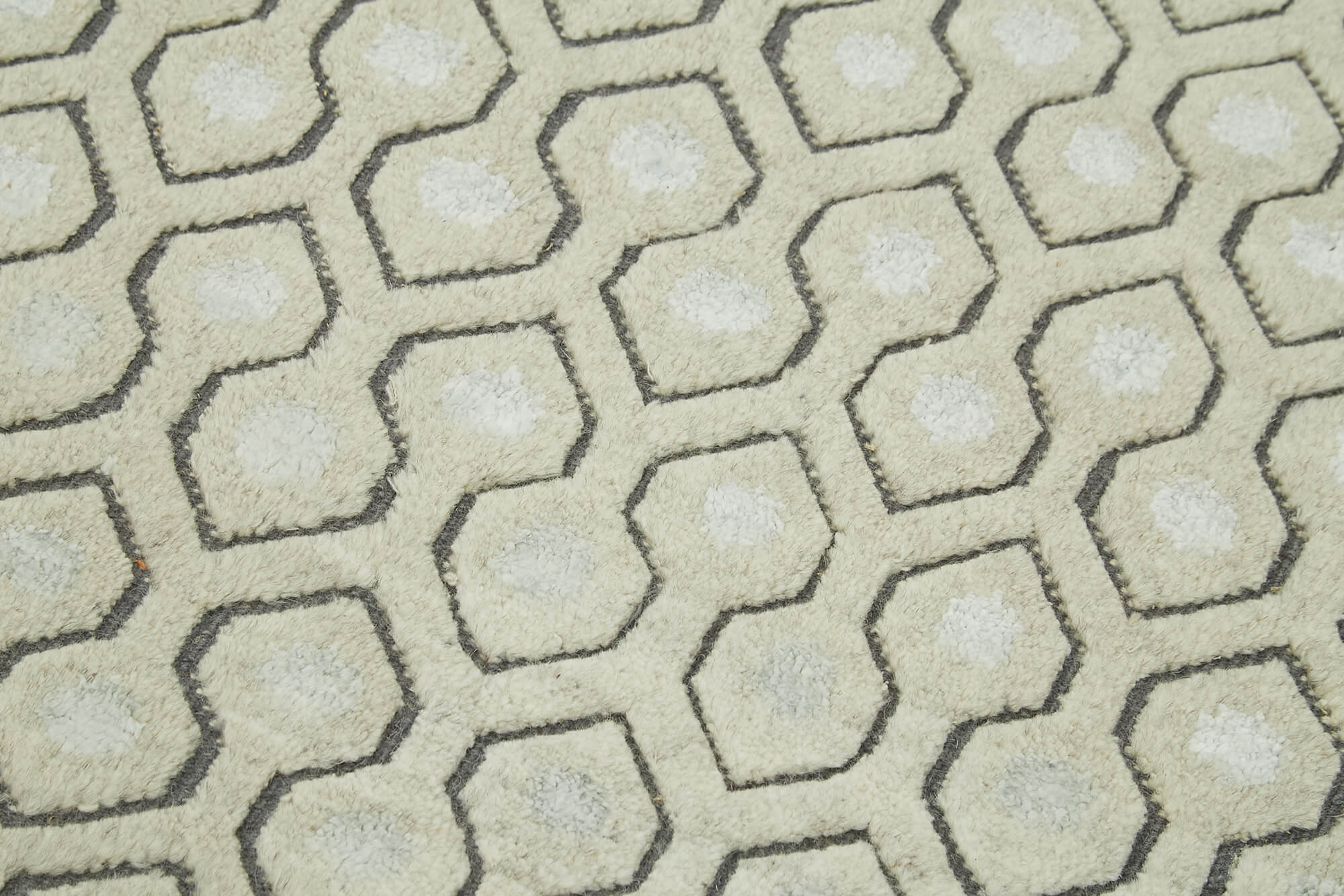 Handmade Wool Area Rug – Beige Geometric Cotton Wool Rug 3'0'' x 5'1''